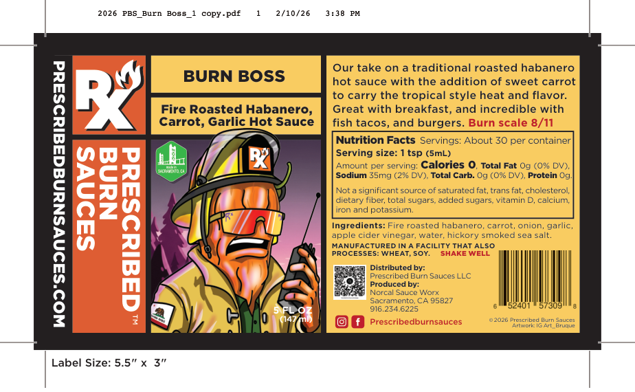 Burn Boss hot sauce label