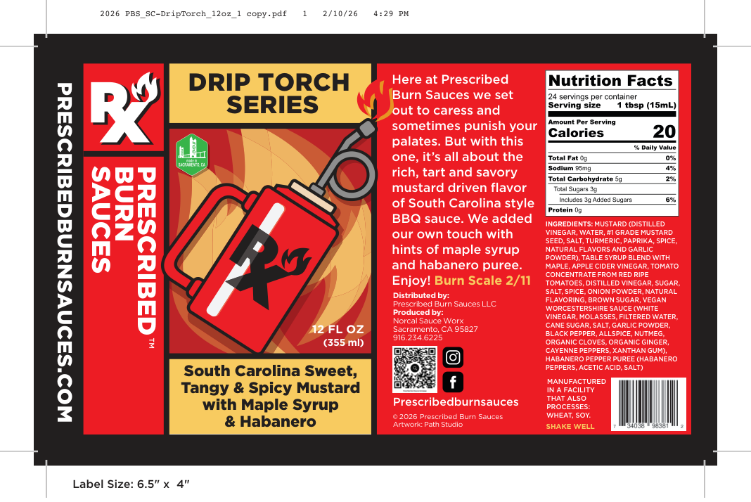 Drip Torch SC hot sauce label