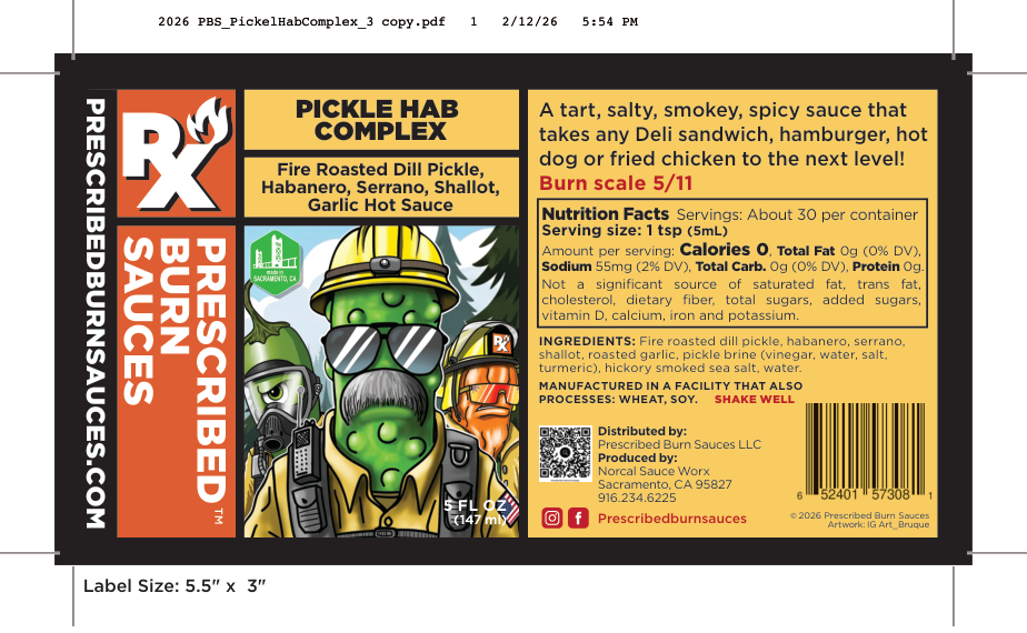 Pickle Hab Complex hot sauce label