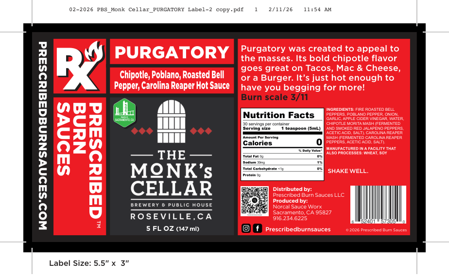Purgatory hot sauce label