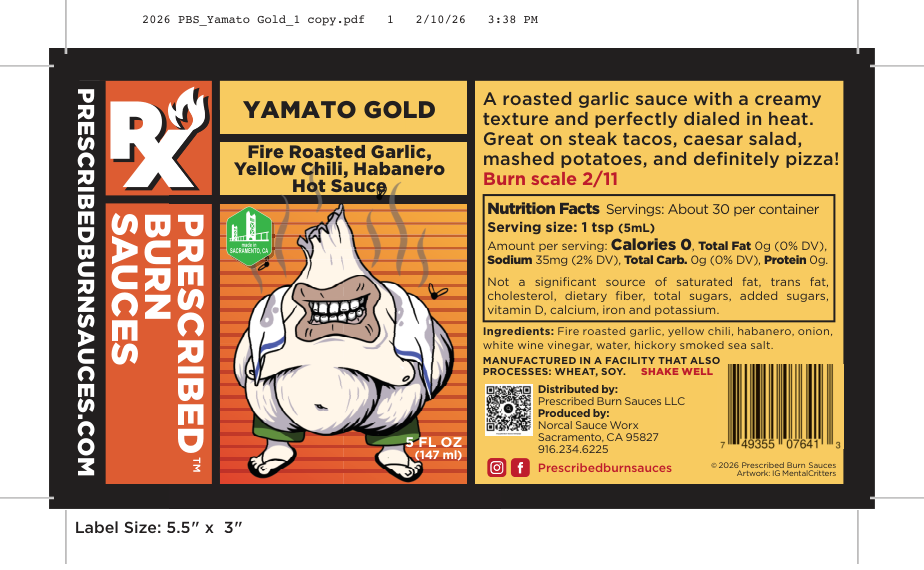 Yamato Gold hot sauce label